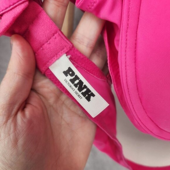 Victoria's Secret Pink Logo Band 36D T-Shirt Push Up Full Coverage EUC Hot Pink - Picture 4 of 5